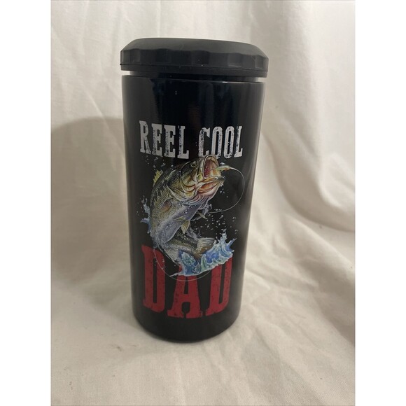 Reel Cool Dad Fishing American Flag can cooler stainless Gift Dad fireman fish - Picture 1 of 5